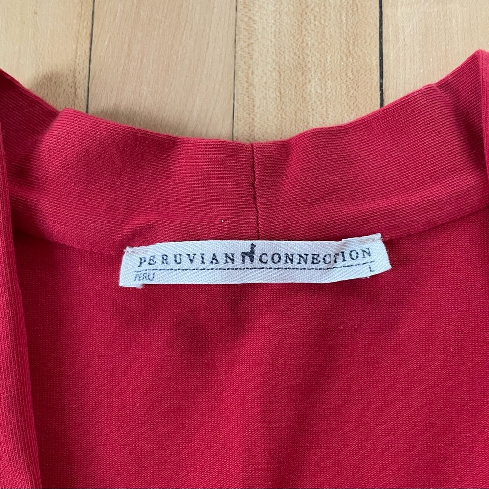 Peruvian Connection coral red Draped Surplice Camisole with Side Ruching - Picture 4 of 8